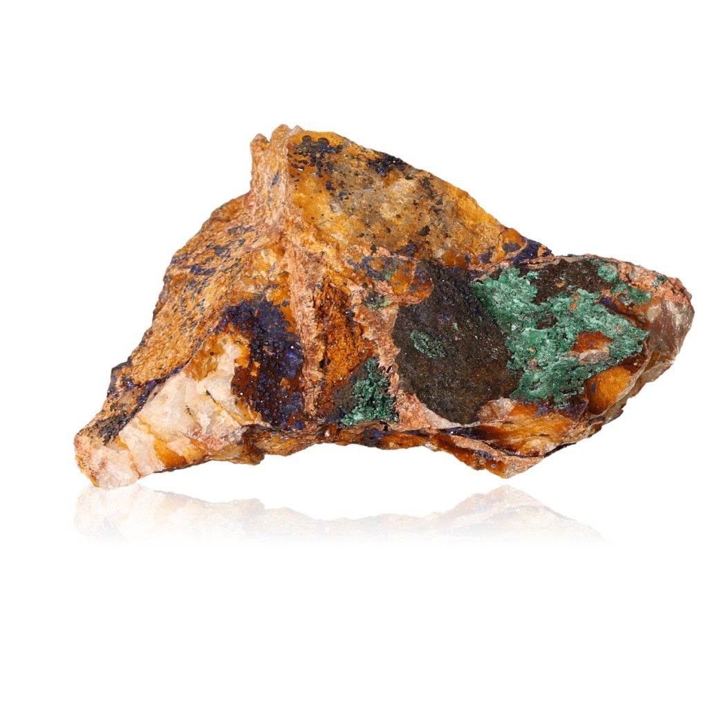 Azurite with Malachite druze mineral showcasing deep blue and green hues for enhancing intuition and spiritual insight.