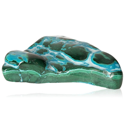 Blue Chrysocolla with Malachite crystal showcasing calming and transformative properties for collectors and healing enthusiasts.