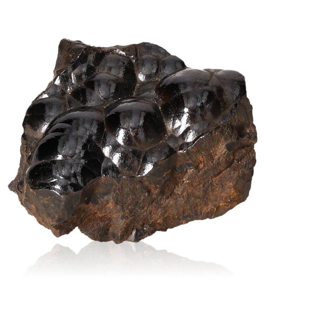 Polished botryoidal hematite crystal cluster, iron-rich and shimmering, ideal for grounding, energy shielding, and emotional balance.