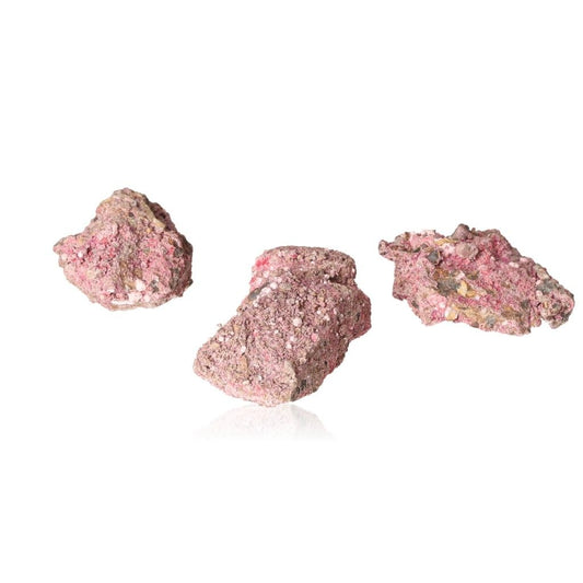 Picropharmacolite mineral rocks with pale pink needle-like crystals, known for calming and balancing energy, perfect for collectors.