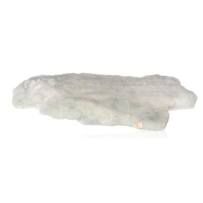 Chalcedony gemstone slab showcasing soft translucent hues, known for harmony, communication, and emotional healing properties.