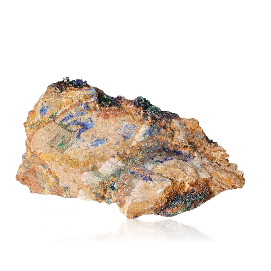 Azurite with malachite mineral specimen showcasing deep blue and green hues, ideal for collectors and spiritual growth seekers.