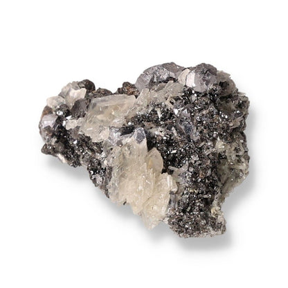 Galena with Quartz Druze showcasing metallic luster and sparkling crystals, ideal for grounding and amplifying energy.