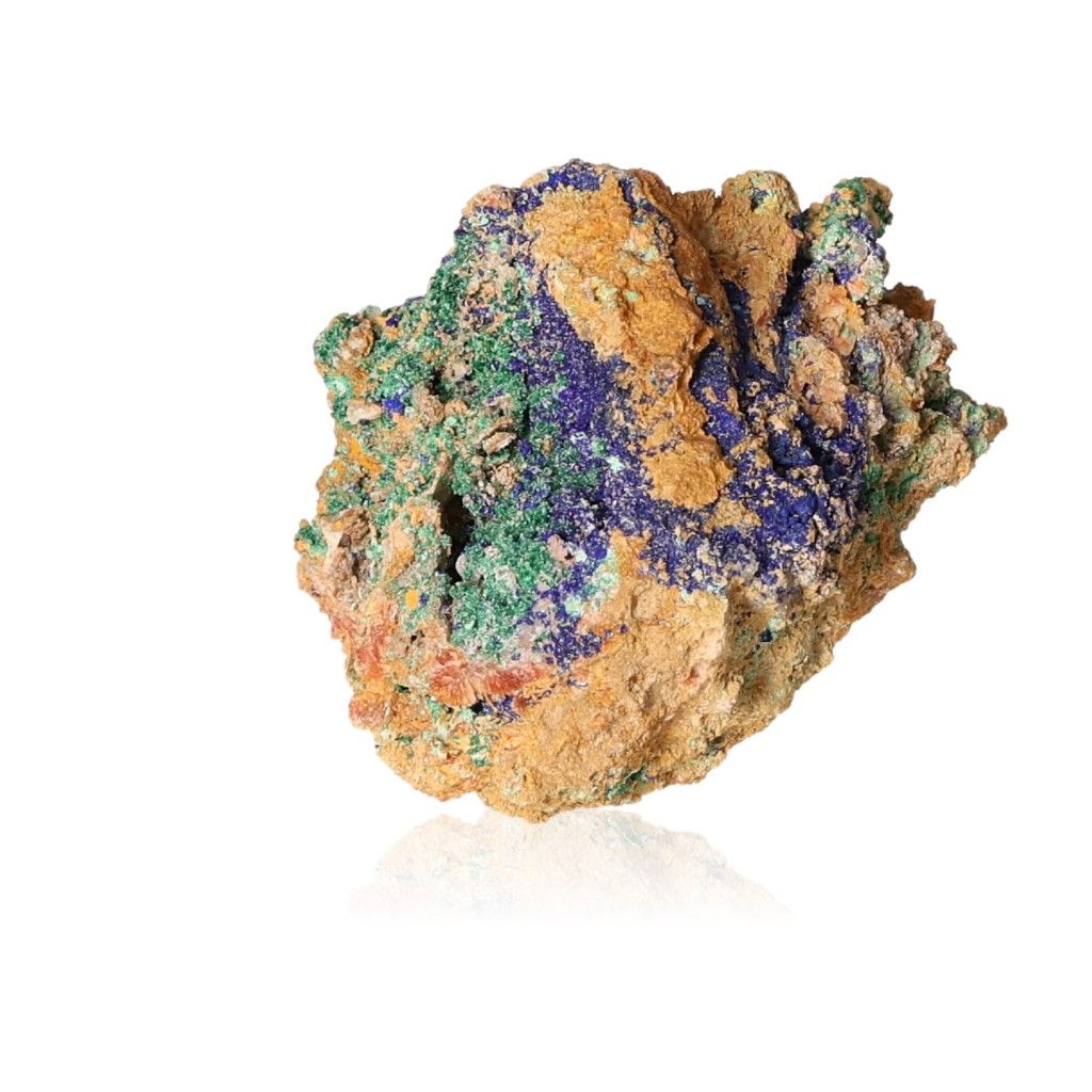 Azurite with malachite mineral specimen showcasing vibrant blue and green hues, known for enhancing intuition and spiritual insight.