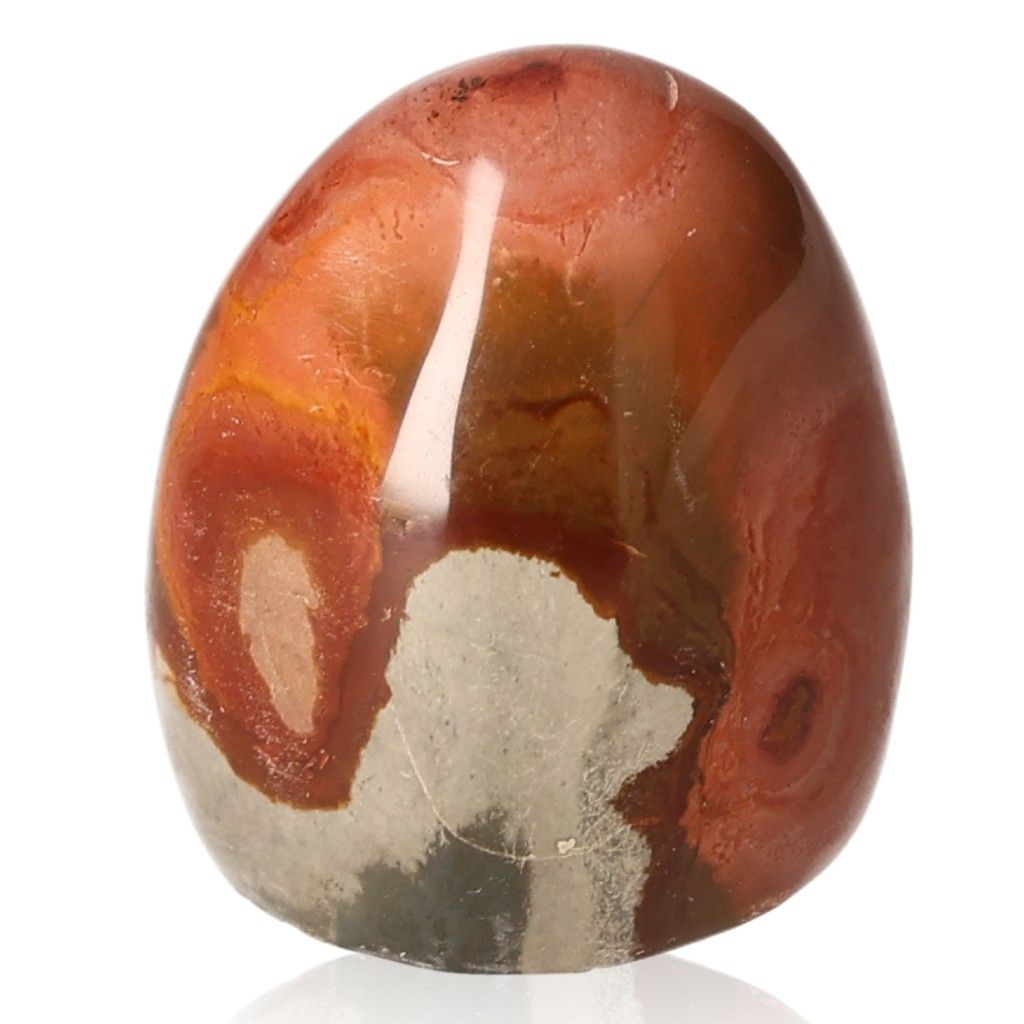 Polychrome Jasper Free Form stone with vibrant red, orange, and brown colors known for its grounding and energizing properties.