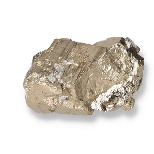 Sparkling pyrite stone promoting independence, innovation, and courage for self-improvement and goal achievement.