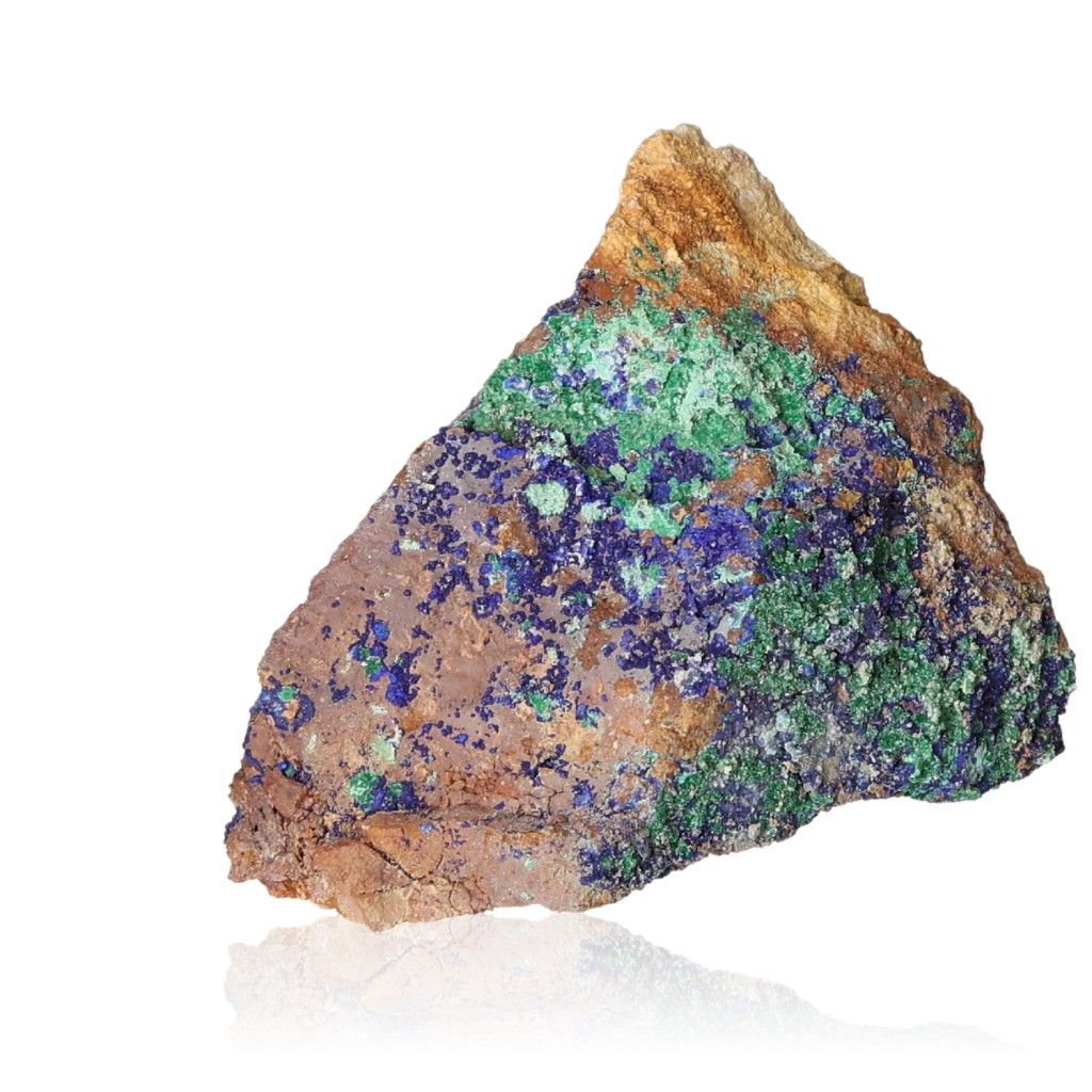 Azurite with Malachite stone, deep blue and vibrant green hues, enhances intuition and spiritual insight with powerful metaphysical properties.