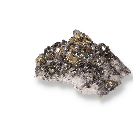 Galena with pyrite mineral specimen showcasing sparkling crystals used in spiritual and esoteric practices.