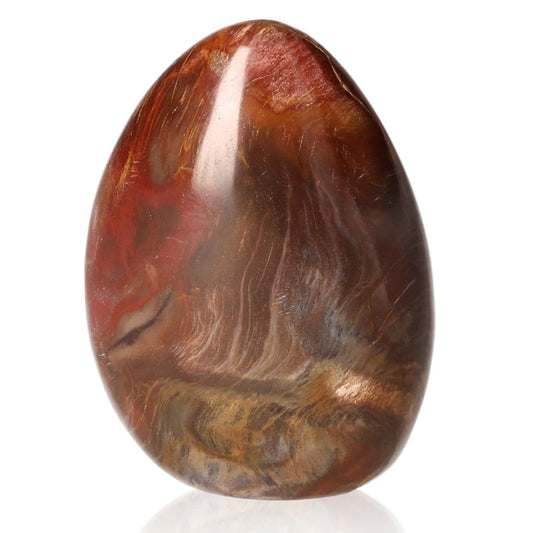 Polychrome Jasper Free Form with vibrant red and brown hues showcasing its unique banded patterns.