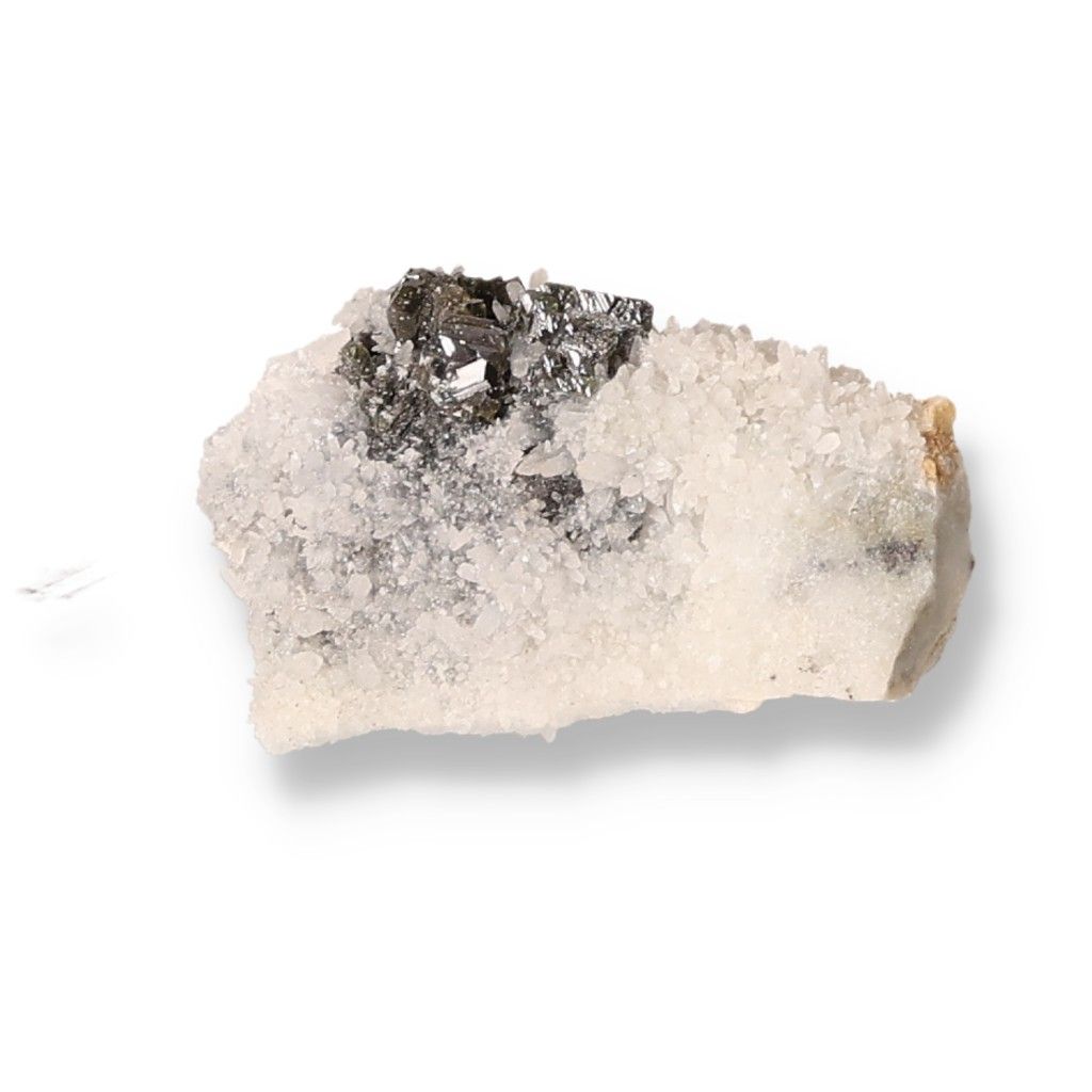 Quartz with Galena stone showcasing a metallic shine and unique crystalline structure for transformation and clarity.