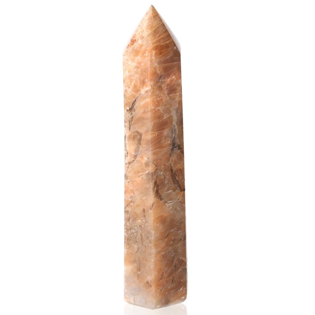 Peach Moonstone Tower with soft peach hue for emotional healing and inner peace.