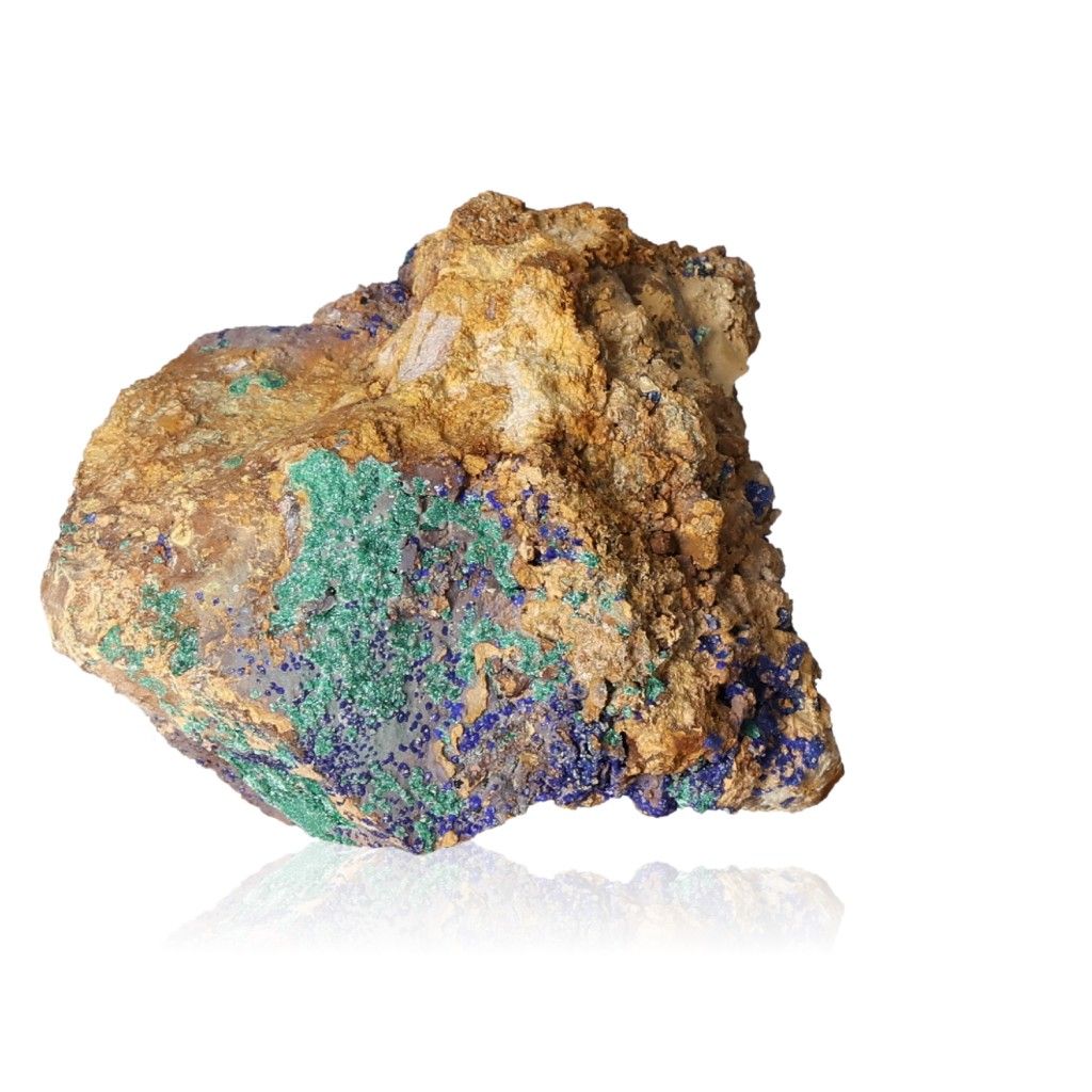 Raw azurite with malachite mineral specimen showcasing vibrant blue and green colors for enhancing intuition and spiritual insight.