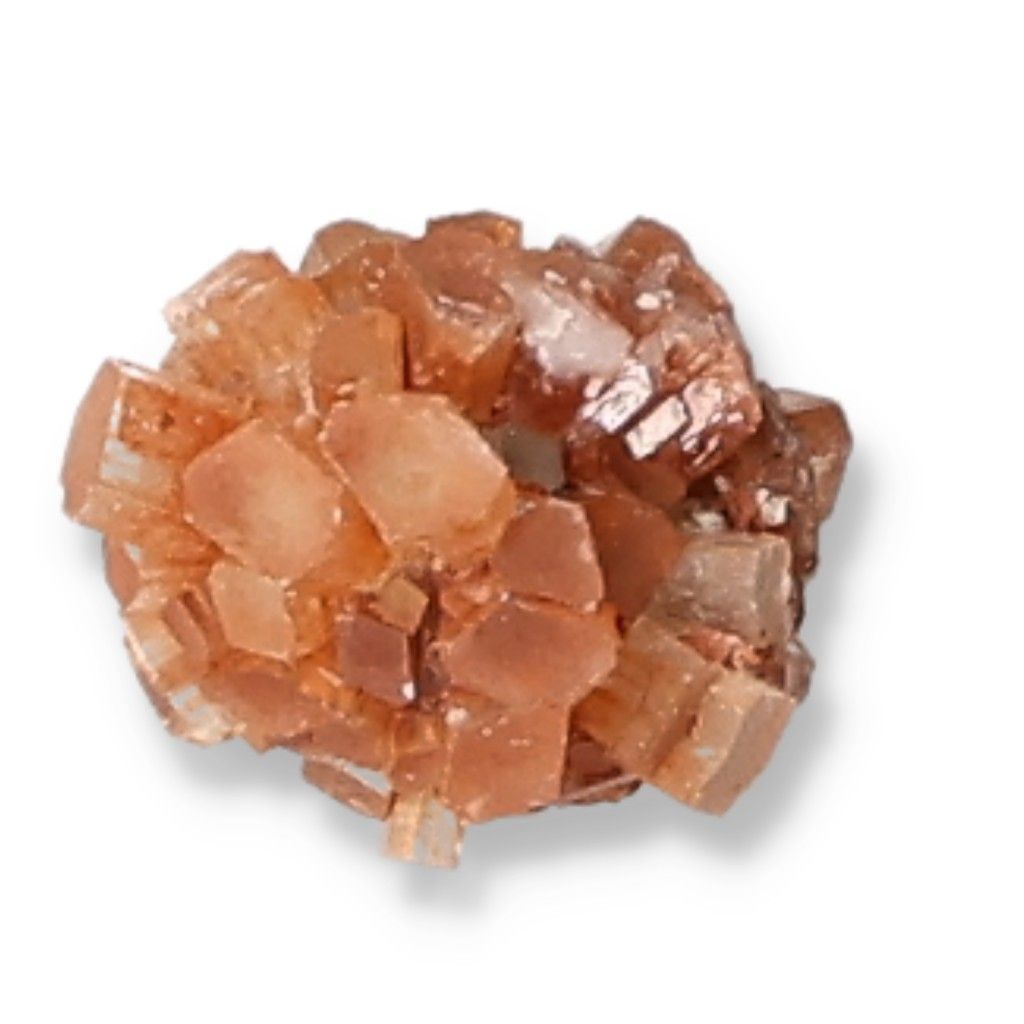 Aragonite crystal cluster with varied hues, used for chakra balancing and enhancing spiritual energy.