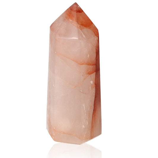 Red Calcite Tower with unique quartz properties and chakra energy support.