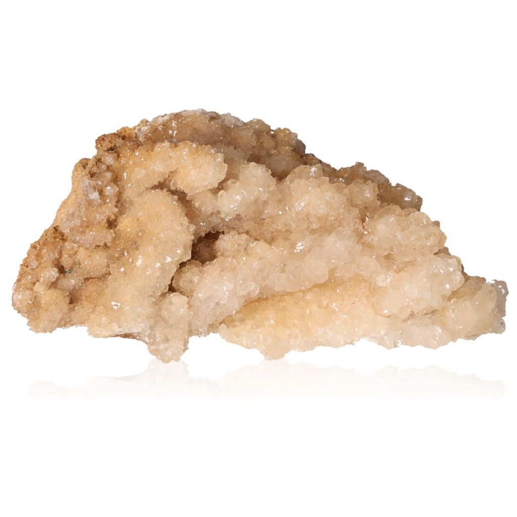 Natural calcite stalactite cluster showcasing intricate mineral formations and layered textures.