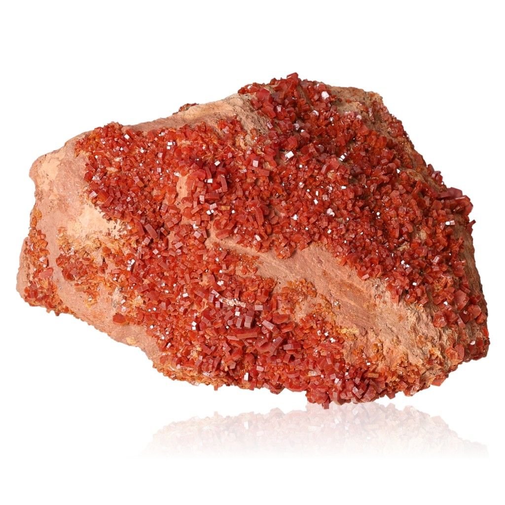 Vanadinite druzy crystal energizing stone for focus, motivation, and personal transformation.