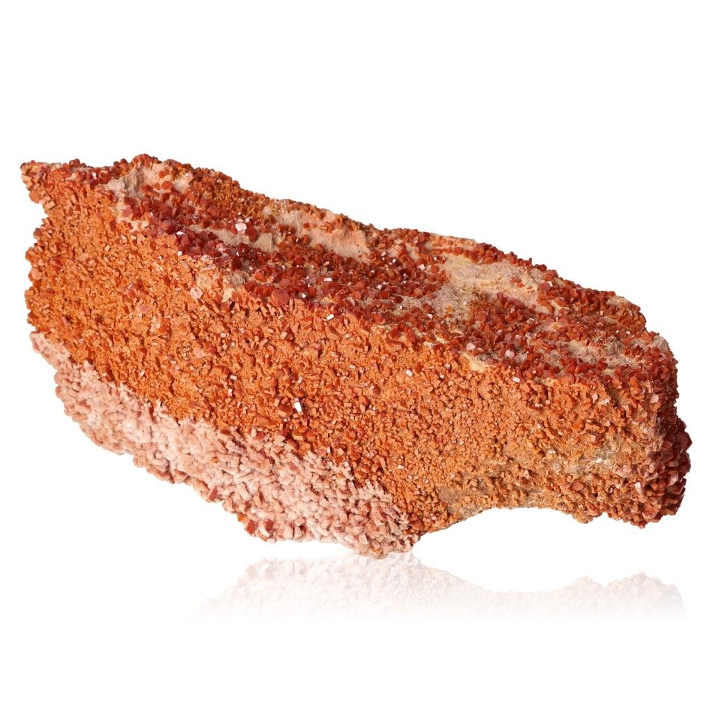 Vanadinite druzy crystal for focus and motivation, enhancing personal transformation and resilience to achieve goals.