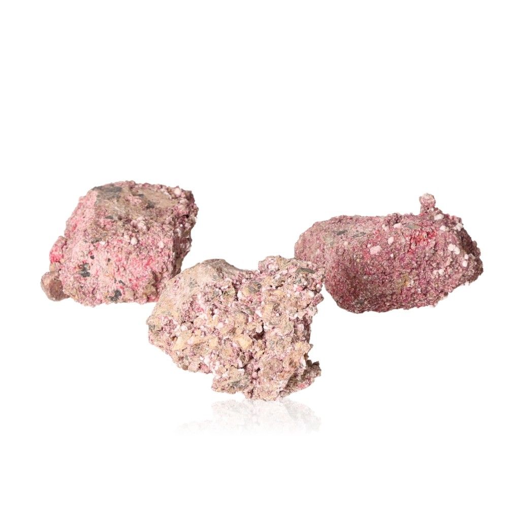 Picropharmacolite mineral with pink and white needle-like crystals for emotional clarity and grounding.