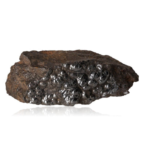 Polished botryoidal hematite crystal, metallic and grounding, for spiritual growth and emotional balance.