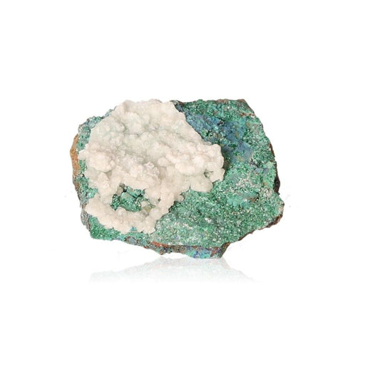 Green and white textured malachite stone displaying vibrant swirls and bands for inner harmony and positive energy.