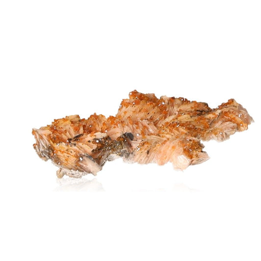 Vanadinite Baryte Druze mineral specimen with reddish-orange crystals and creamy hues showcasing visual appeal and grounding energy.