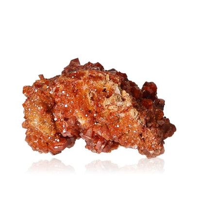 Vanadinite Druze with vibrant reddish-brown hexagonal crystals, enhancing focus and motivation.