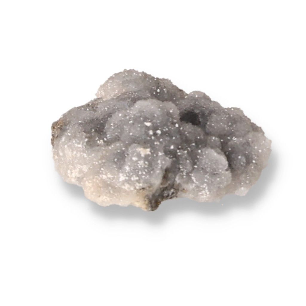 Gray quartz crystal cluster with sparkling surface, known for its unique properties and spiritual benefits.