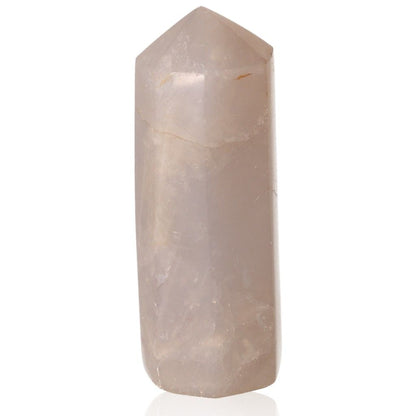 Selenite Quartz Obelisk with glass-like transparency and natural striations, perfect for creating a peaceful, harmonious atmosphere.