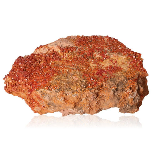 Vanadinite druze crystal, energizing stone for focus and motivation, boosts personal transformation and goal achievement.