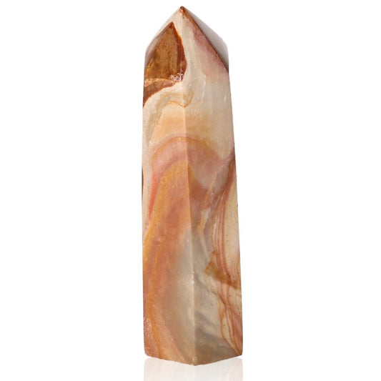 Polychrome Jasper stone tower showcasing vibrant colors and unique banded patterns.