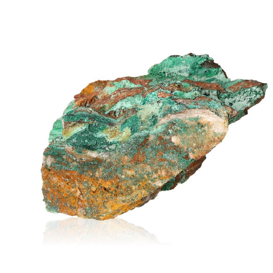 Malachite druzy stone with green and earthy hues, known for calming energy and promoting courage and hope.