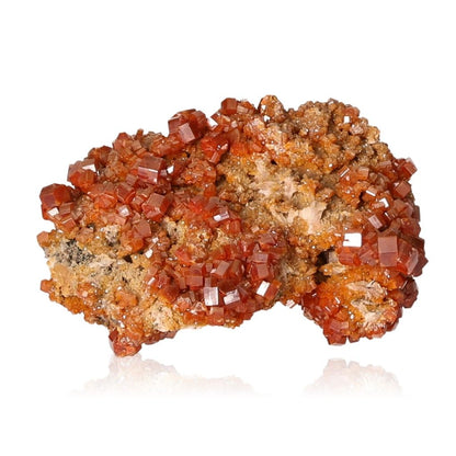 Vanadinite druze with vibrant reddish-brown hexagonal crystals, enhancing focus and motivation, perfect for personal transformation.