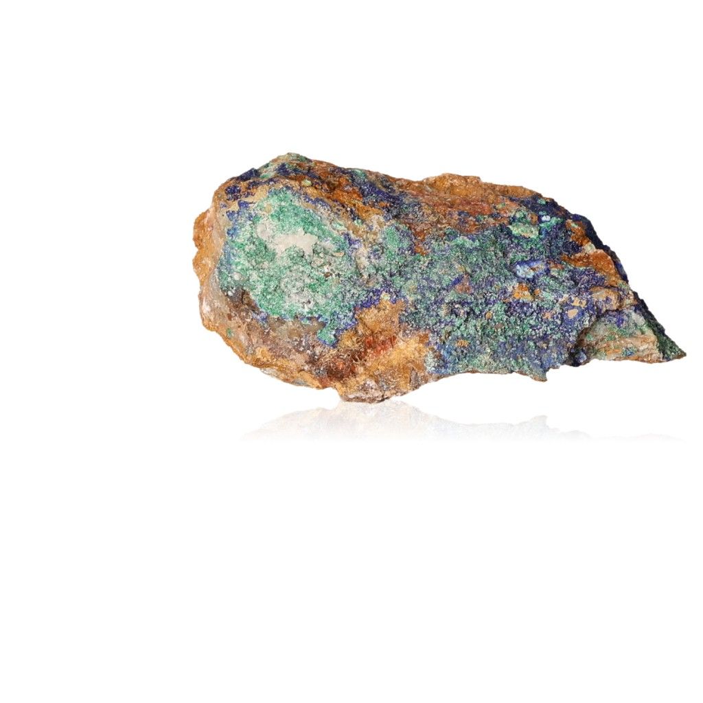 Azurite with Malachite mineral stone showcasing deep blue and green colors, known for enhancing intuition and spiritual insight.