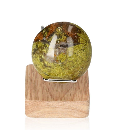 Green Opal Freeform Gemstone on Wooden Stand for Healing and Renewal