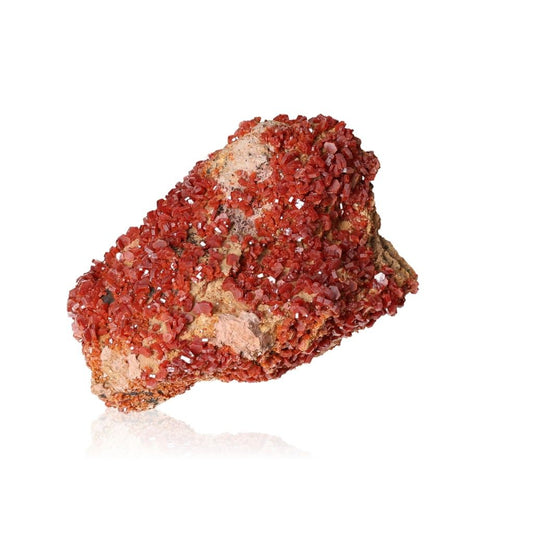 Vanadinite druzy crystal for enhancing focus and motivation, promoting personal transformation and resilience.