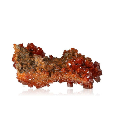 Vanadinite Druze with vibrant reddish-brown hexagonal crystals and glassy surface for enhancing focus and motivation.