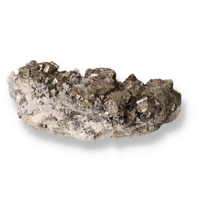 Chalcopyrite and quartz crystal cluster, ideal for stress relief, boosting self-confidence, and enhancing psychic abilities.