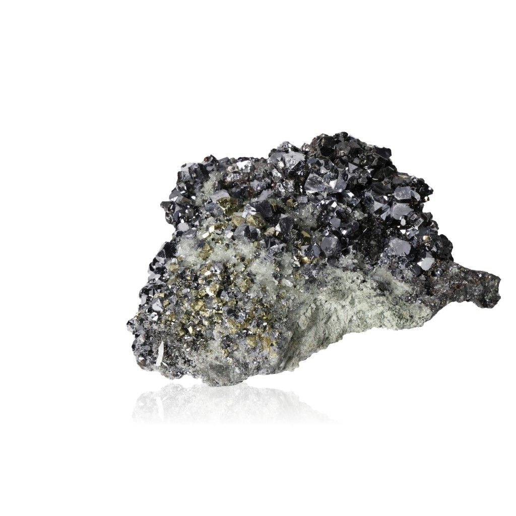 Museum quality Pyrite with Chalcopyrite crystal for healing, stress relief, and boosting self-confidence and intuition.