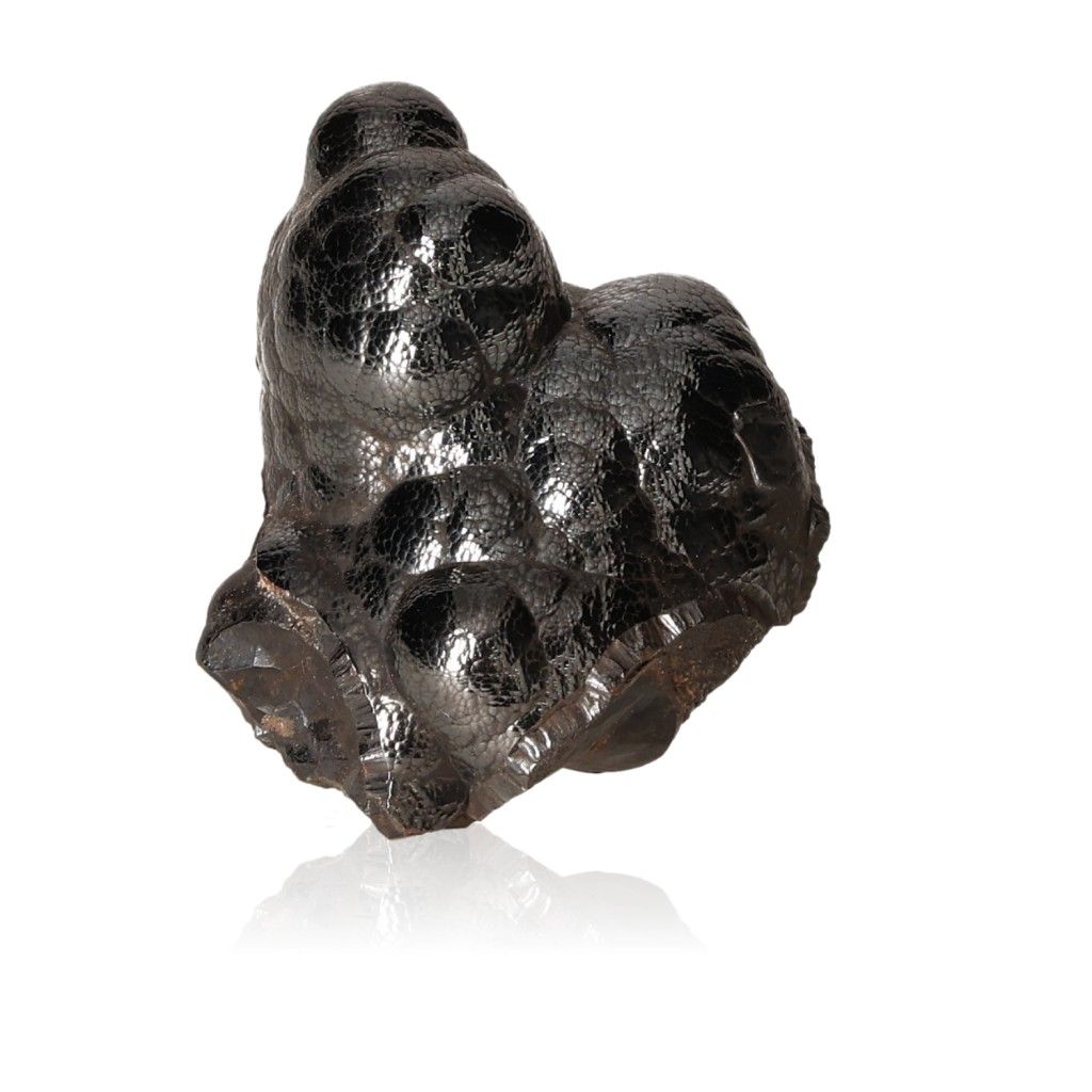 Polished botryoidal hematite crystal cluster with metallic sheen for grounding and protection.