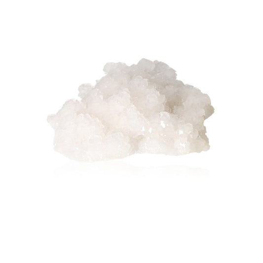 White calcite crystal cluster for enhancing self-confidence, motivation, and concentration in learning and work environments.