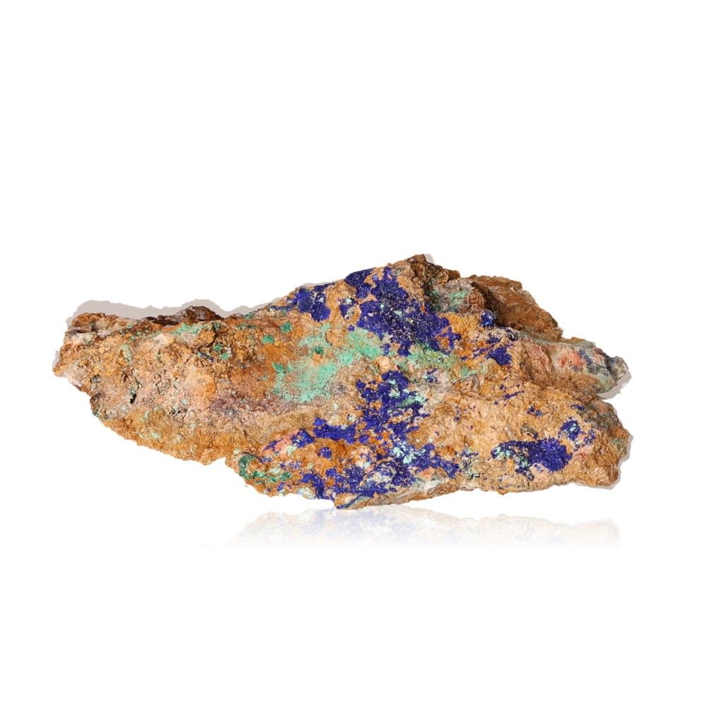 Azurite with Malachite mineral showcasing copper-rich deep blue and green patterns, ideal for collectors and spiritual seekers.