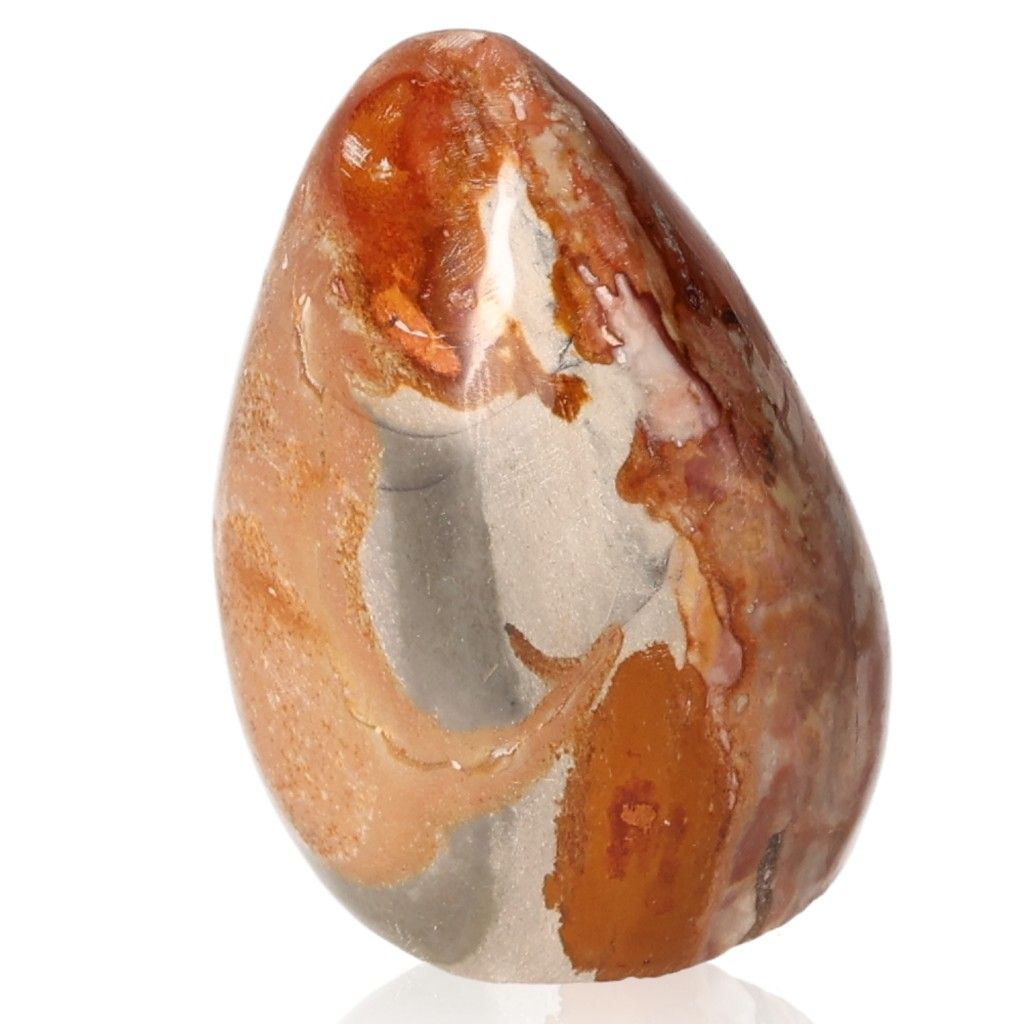 Polychrome Jasper Free Form Stone with vibrant red, orange, and brown color patterns, known for its grounding and energizing properties.