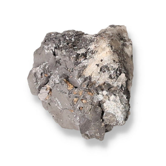 Raw galena mineral with metallic sheen, known for transformation and grounding properties in spiritual practices.