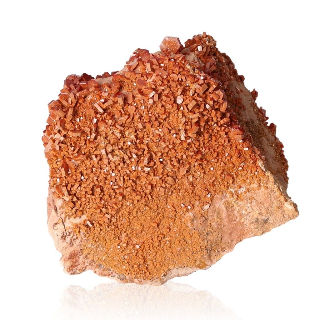 Vanadinite druze stone, enhances focus and motivation, energizing crystal for personal transformation and resilience.