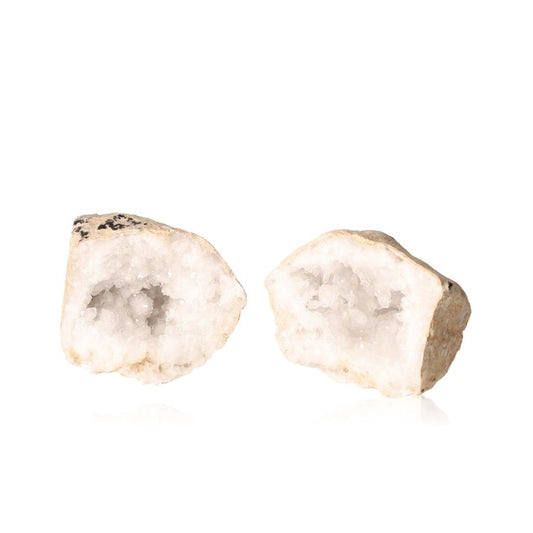 Milky quartz geode revealing sparkling white crystals, perfect for energy cleansing and promoting focus and tranquility.