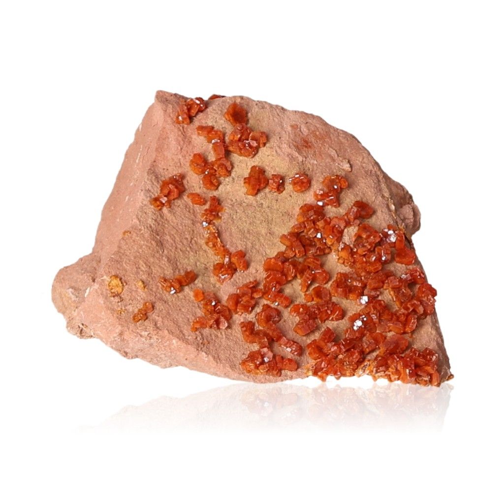 Vanadinite druzes energizing stone for focus and motivation on rock surface