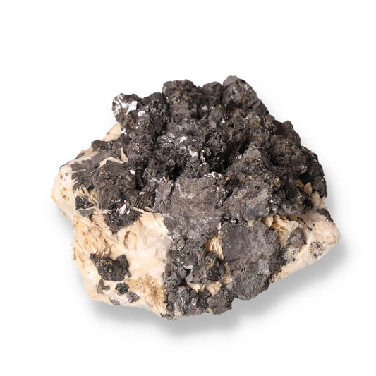 Galena mineral stone with black and white tones showcasing its grounding and protective energy properties.