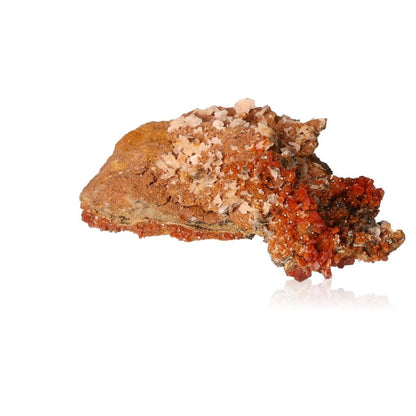 Vanadinite Druze with vibrant reddish-brown hexagonal crystals, enhancing focus and motivation with its bold colors and geometric shapes.