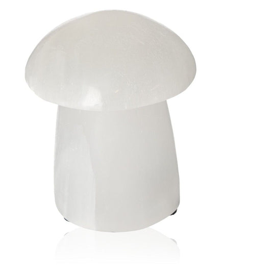 Selenite Mushroom Lamp 15cm Nature-Inspired Crystal Art for Cozy Ambiance