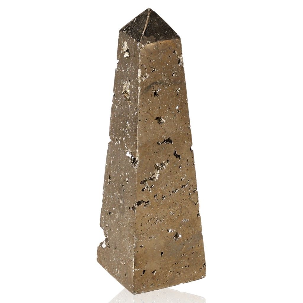 Pyrite obelisk for independence and courage, supporting goal achievement and idea generation.